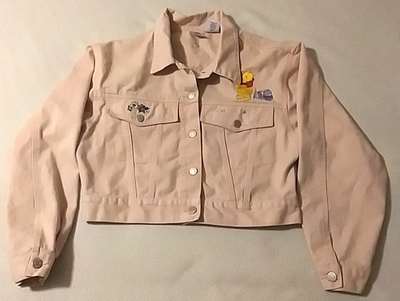 Vtg 90s The Disney Store Pink Winnie The Pooh Denim Jacket Cropped