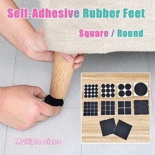 Self-Adhesive Rubber Mat Sofa Table Chair Feet Non-Slip Protector Pads Black