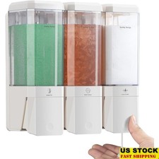 Shampoo Conditioner Dispenser Wall Mounted 3 Chamber Easy Refill Soap Pump New