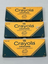 Lot of 3 Vintage CRAYOLA CRAYONS BINNEY  SMITH No. 333 16 pk BOXES ONLY