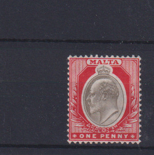 MALTA 1903 SG39 TYPE 12 1d BLACKISH BROWN AND RED MH CV £16