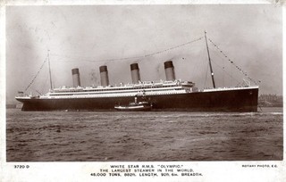 Original Real Photo Postcard of RMS OLYMPIC on Maiden Voyage Postmarked 1912