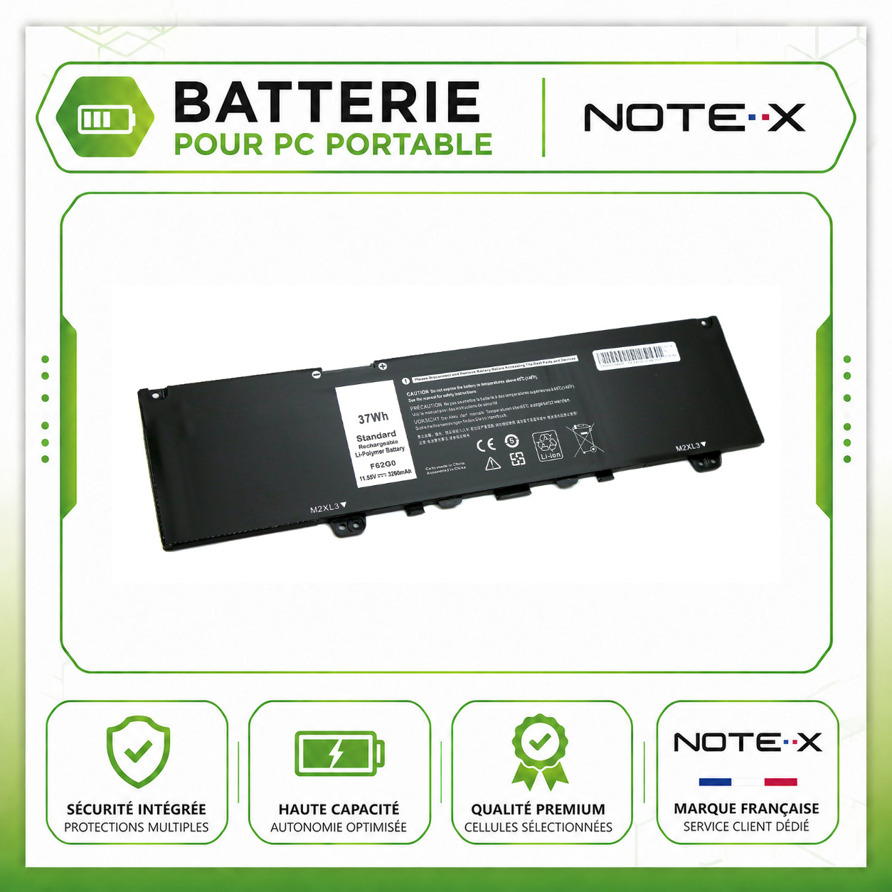 Batterie F62G0 Dell Inspiron 13 7380 défaillante : la solution de remplacement premium