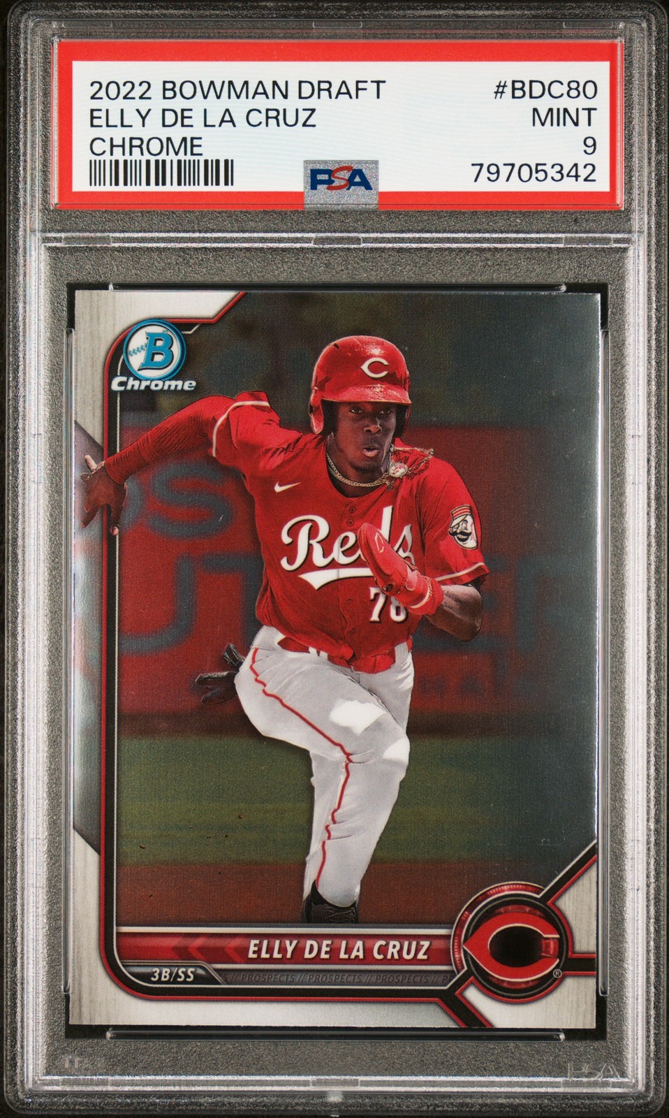 2022 BOWMAN DRAFT CHROME #BDC80 ELLY DE LA CRUZ PSA 9