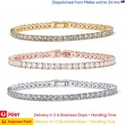 Bracelet 14K Gold Plated with 3mm Cubic Zirconia Stone Women 17cm - 19cm