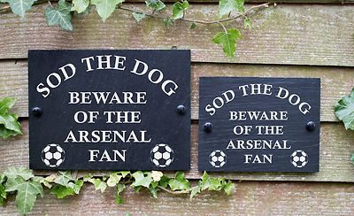 Vorsicht vor dem Fußballfan lustiges Schieferschild für Tortür ENGLISCHE TEAMS A - C