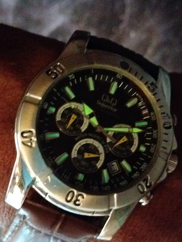Q&Q SUPERIOR CHRONOGRAPH QUARTZ BLACK DIAL MEN'S FULL WORKING VINTAGE WATCH - Picture 12 of 22