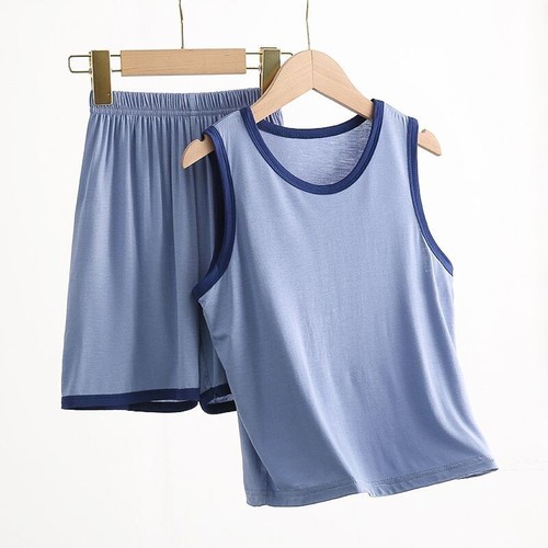 2PCS Kids Sleepwear Sleeveless Modal Cotton Vest Nightgown Top + Shorts sets - Picture 11 of 19