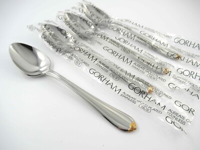 4 Teaspoons GOLDEN MELON BUD Gorham Glossy 18/8 Stainless Steel Japan