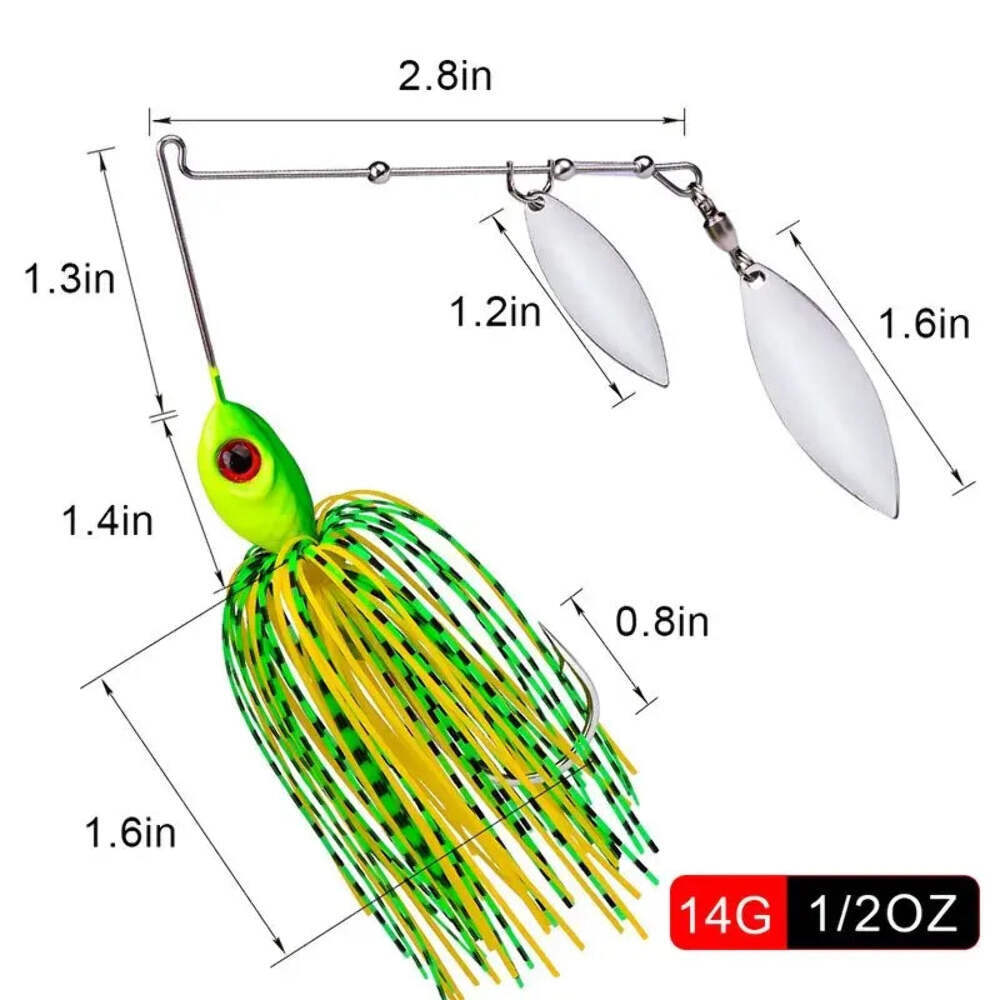 Bearded Fishing Lures 14g Spinner Bait Buzzbait Tackle 3D Eyes Rubber Jig Lure W - Image 2