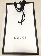 GUCCI GIFT SHOPPING BAG PAPER  BAG WHITE/ BLACK TRIM 18"HX11"WX3"