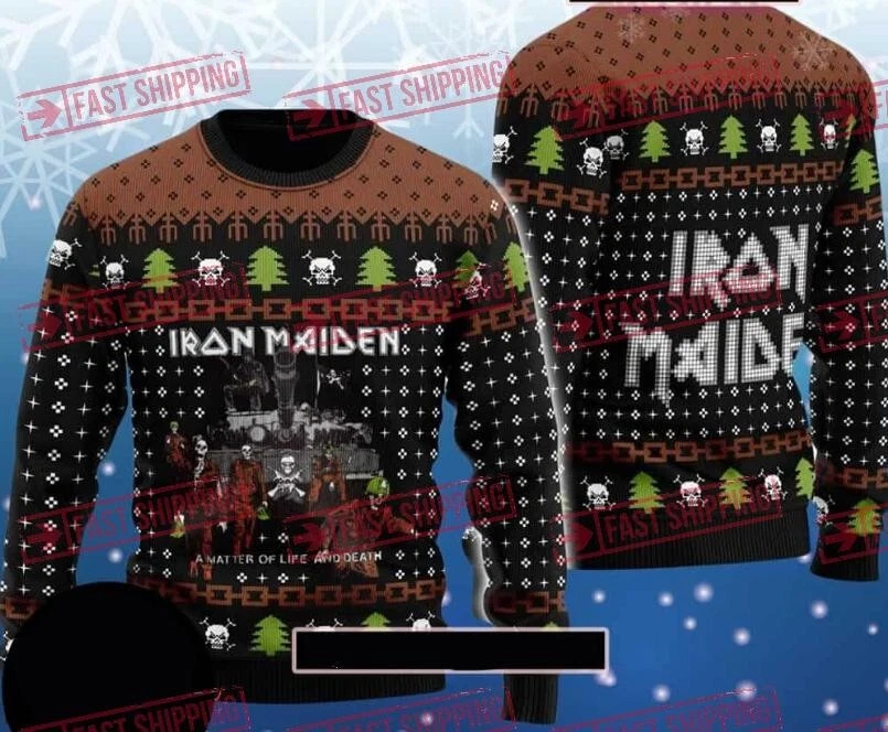 New! Iron Maiden Ugly Sweater Christmas 2024