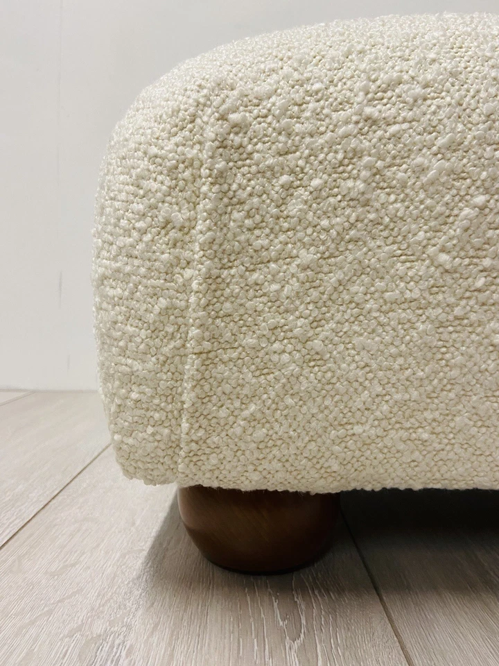 White Teddy Boucle Footstool - Image 3 of 4