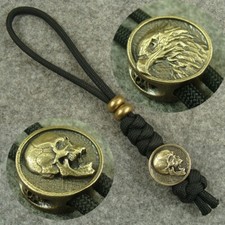 550 Paracord Brass " Skull / Eagle " Knife Lanyard Tassel Bead Beads GH391