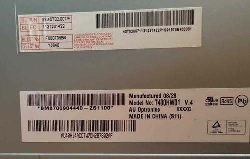 SCHERMO DISPLAY T400HW01 V.4 PER TV SAMSUNG LE40A558P3F - Foto 2 di 4