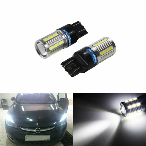 2x T20 W21W Lampadine da corsa LED bianche diurne per Opel Vauxhall Astra Corsa - Foto 1 di 12