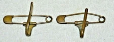 Chatelaine brooch Victorian Brass Safety Pin Clasp Hook  Vintage lot of 2 