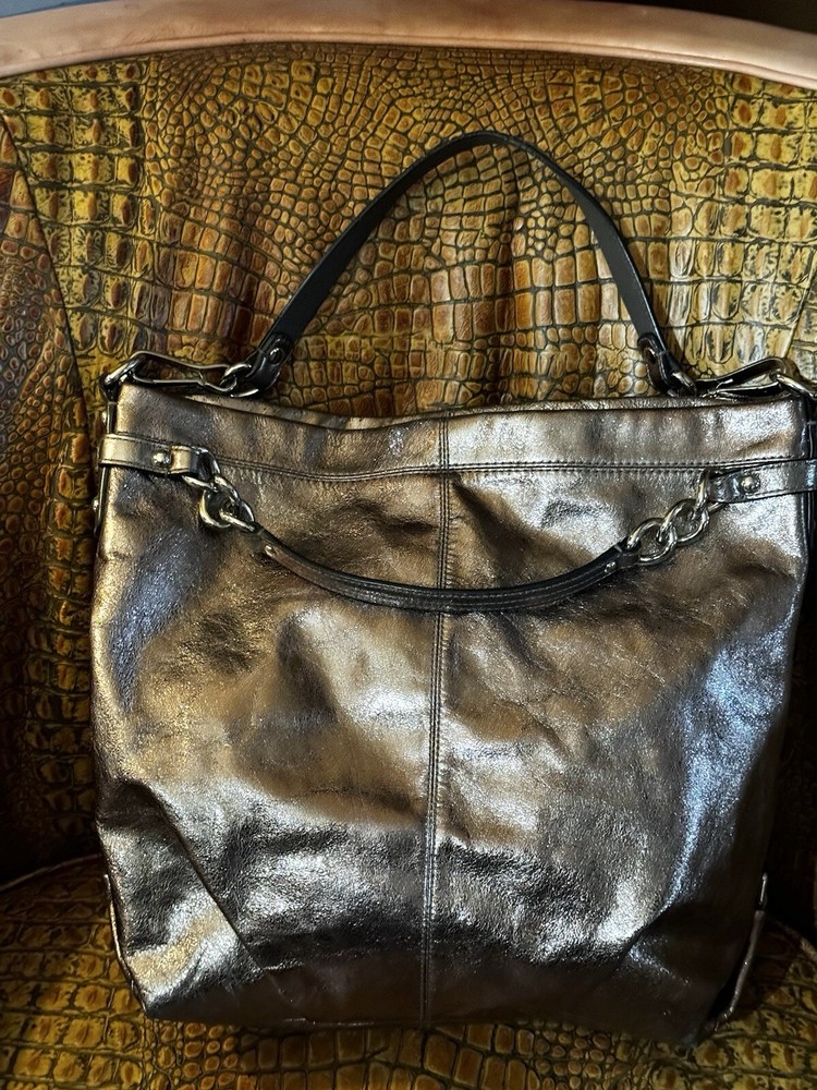 Metallic Leather Coach Purse