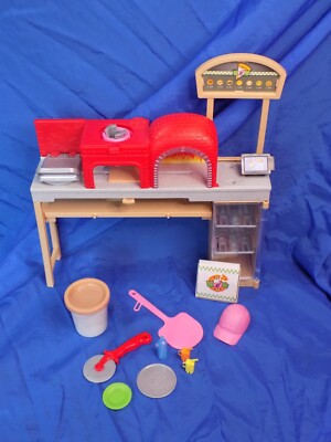 Barbie Pizza Chef Playset w/ Brick Oven Fridge Hat Dough Accessories Mattel 2017