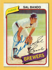 Sal Bando Hand Signed Autograph Auto 1980 Topps
