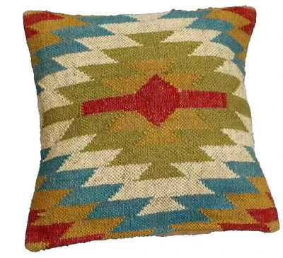 Vintage Cushion Cover 18x18'' Kilim Pillow Oushak Throw Aztec Couch Cushion