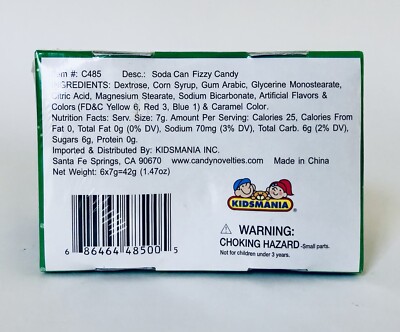 Vintage 2005 Kidsmania SODA CAN FIZZY CANDY 3.5” SEALED Container