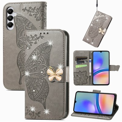 For iPhone Samsung Huawei 3D Butterfly Diamond Card Wallet Case Flip Stand Phone