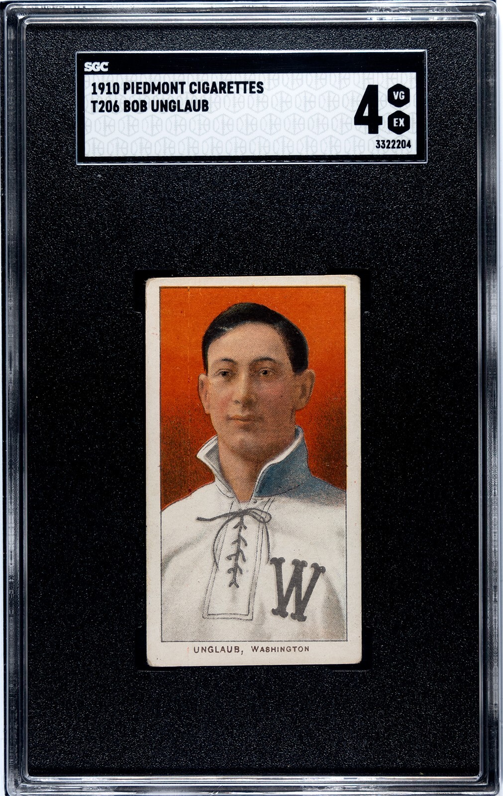 1910 T206 Bob Unglaub Piedmont 350/25 SGC 4