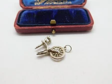 Sterling Silver Traditional Spinning Wheel Charm Pendant Vintage c1970