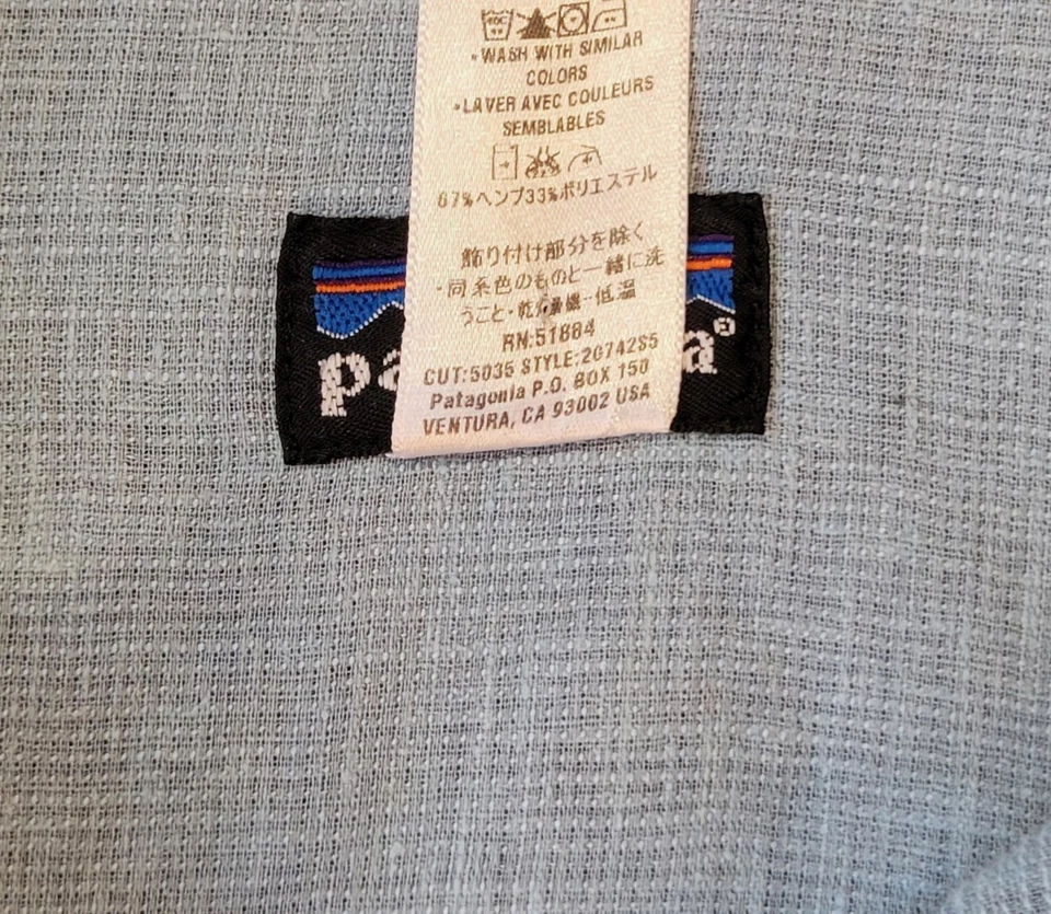 Patagonia Womens L Blue Embroidered Floral Hemp Blend Tunic Blouse Dulce - Image 3 of 4