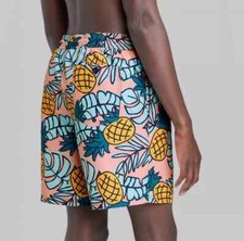 Swim Shorts Original Use Men's Sizes 7" Elastic Waist Fruit Punch Coral Pink NEW