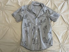 Cat Jack Boys Tropical S 6 7 Parrot Button Up Shirt Target Gray EUC Bird