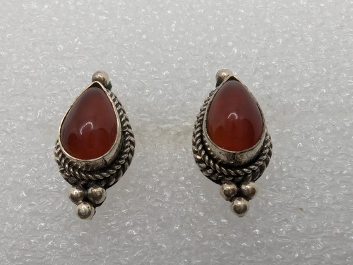 Sterling Silver 925 Carnelian Stud Earrings