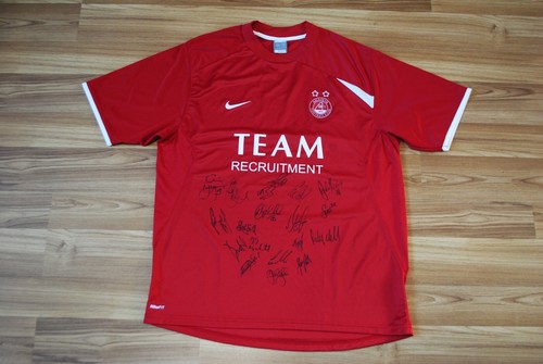 ABERDEEN SCOTLAND HOME FOOTBALL SHIRT 2008-2009 JERSEY PLAYERS AUTOGRAPHS LARGE