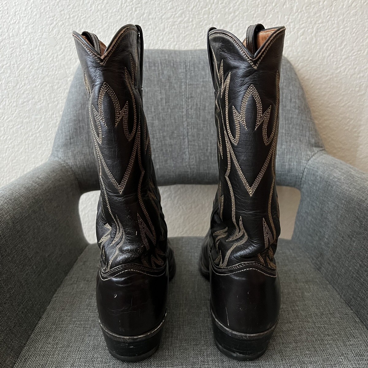 Justin Mens Western Leather Boots 2908 Size 10 D Black SB05  display picture 2