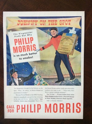 1947 vintage Original color ad Philip Morris Cigarettes fantastic condition 