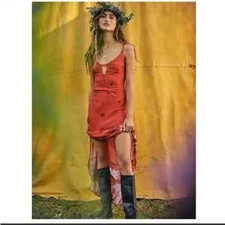 Free People Women's Get To You Floral Print Maxi Dress Red  Size L