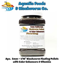 2 mm (1/16") Floating California Blackworm Pellets w/ Color Enhancers & Vitamins
