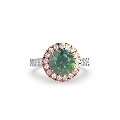 1.86Ct Round Cut Blue Moissanite Engagement Ring for Women, 14K White/Rose Gold - Video 1 of 1