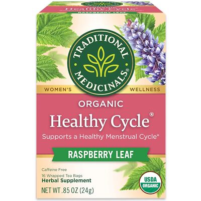 Traditional Medicinals  Healthy Cycle Organic Herbal Tea Raspberry Leaf  16 Ct
