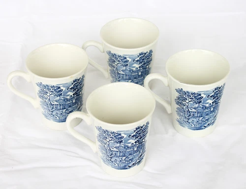 Vintage Liberty Blue drinking mugs, set of 4, Monticello, Staffordshire England