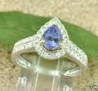 1.22 ct 18k Solid White Gold Ladies AAA Pear Natural Tanzanite &  Diamond Ring — photo 1