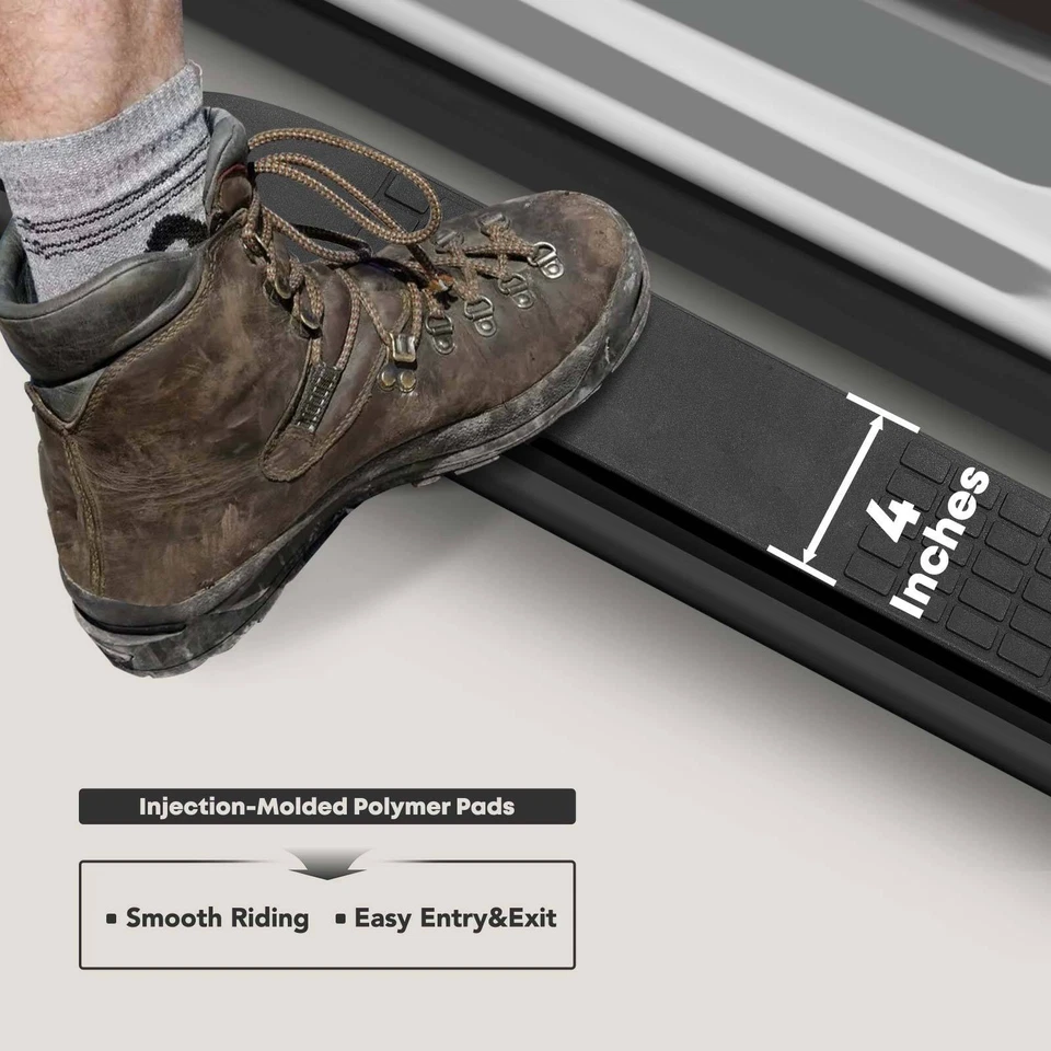 Barras laterales ovaladas de acero negro de 4" estriberas para Nissan Murano 2003-2008 Foto 3 de 4