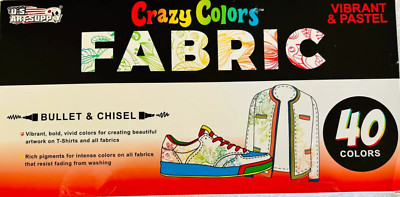Crazy Colors Fabric Markers Dual Tip Bullet & Chisel Vibrant & Pastel Colors 40