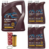 MotoröL Set Mannol 5W-40 Ceramic Ultra 9 Liter + ÖLfilter FüR Audi A6 A8 2.7 3.0