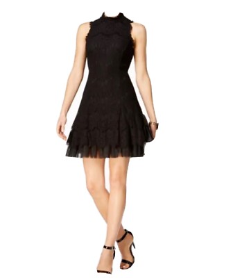 Betsy & Adam Womens Lace Mesh Inset Party Dress Black 4 Betsy & Adam Womens Lace Mesh Inset Party Dress Black 4