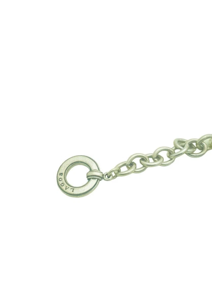 Lagos Sterling Silver Heart Dangle Toggle Clasp Chain Link Bracelet 7.5" - Image 3 of 4