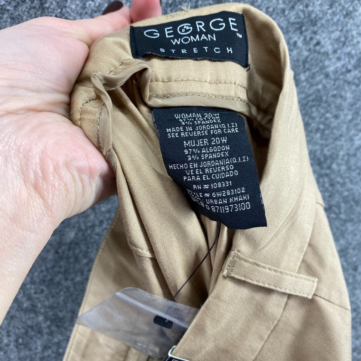 New George Cropped Pants Women 20W Plus Beige High Rise Pleated