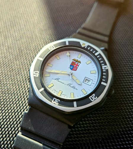 DPW North Eagles Marina Militare Albino Military Quartz Uhr schwarz PVD ungetragen