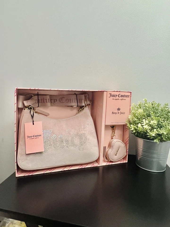Juicy Couture Dusty Blush Bolso de Hombro Conjunto con Corazón Monedero - Nuevo en Caja Foto 2 de 4